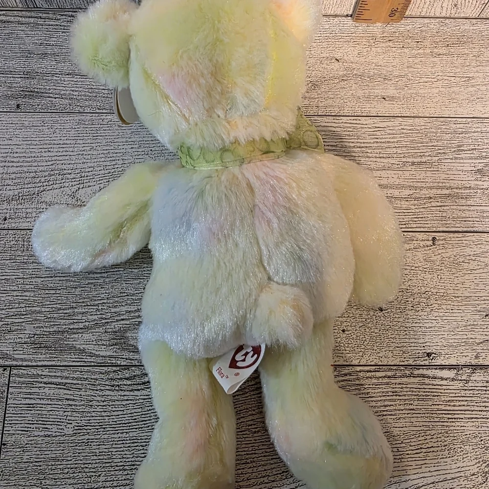 Ty Flora Soft Yellow and Green Bear Plush
